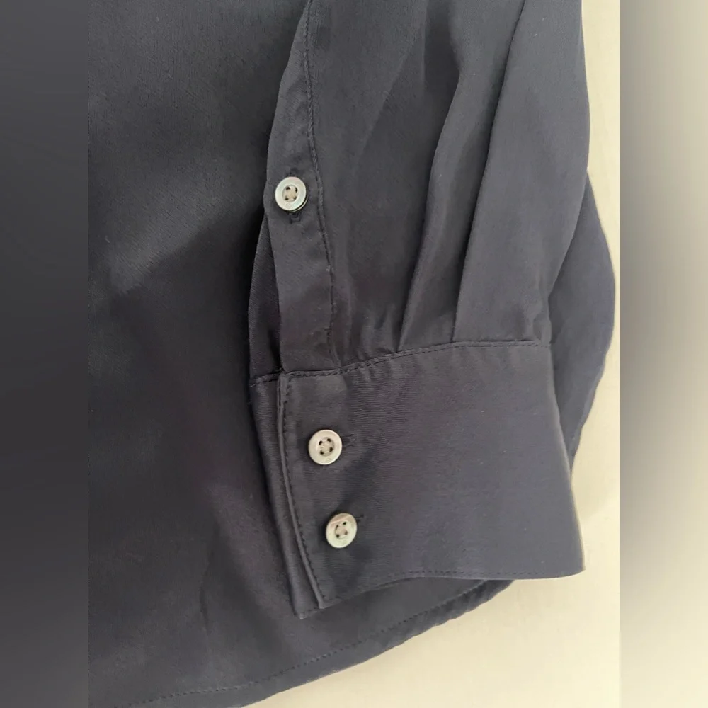 3.1 Phillip Lim Long Sleeve Navy Blue Wrap Blouse Sz 0 - Picture 8 of 16